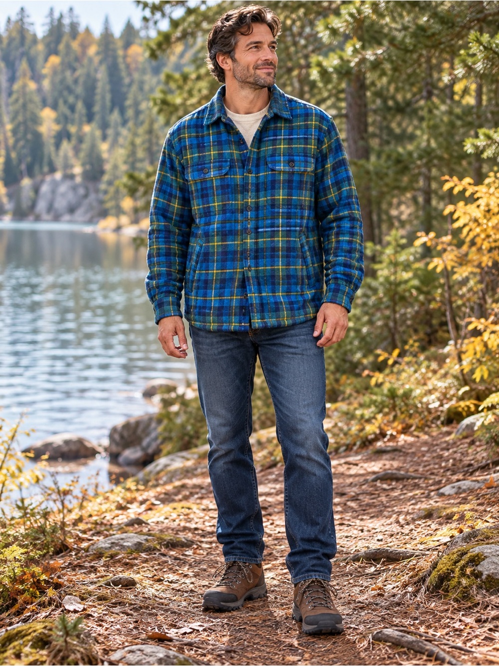 Lands' End Traditional-Fit Plaid Sherpa-Lined Flannel Shacket XL Cabincore Layer